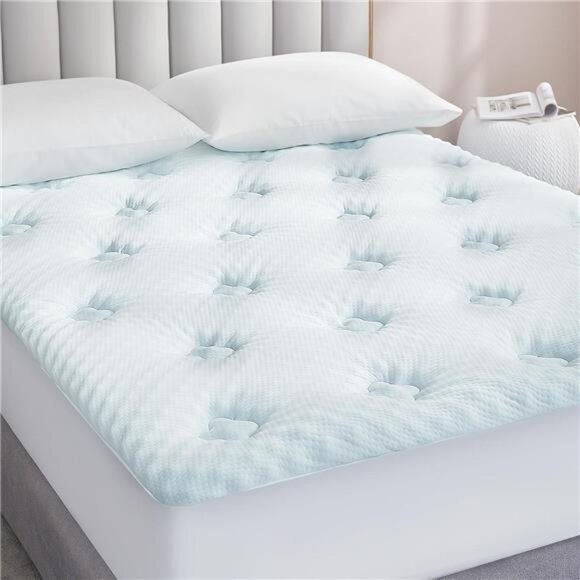 Queen Mattress Topper Viscose Derived from Bamboo, Memory Foam Pillow - Picture 1 of 7